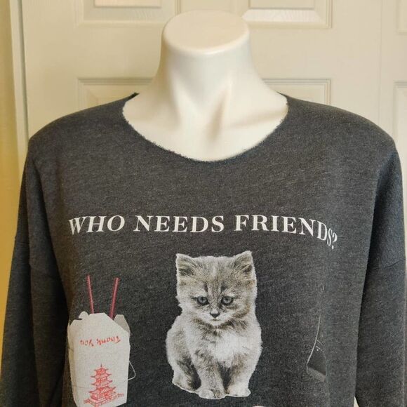 Wildfox Who Needs Friends? drop shoulder crop sweatshirt XS - Picture 5 of 10